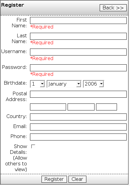 Registration Screen